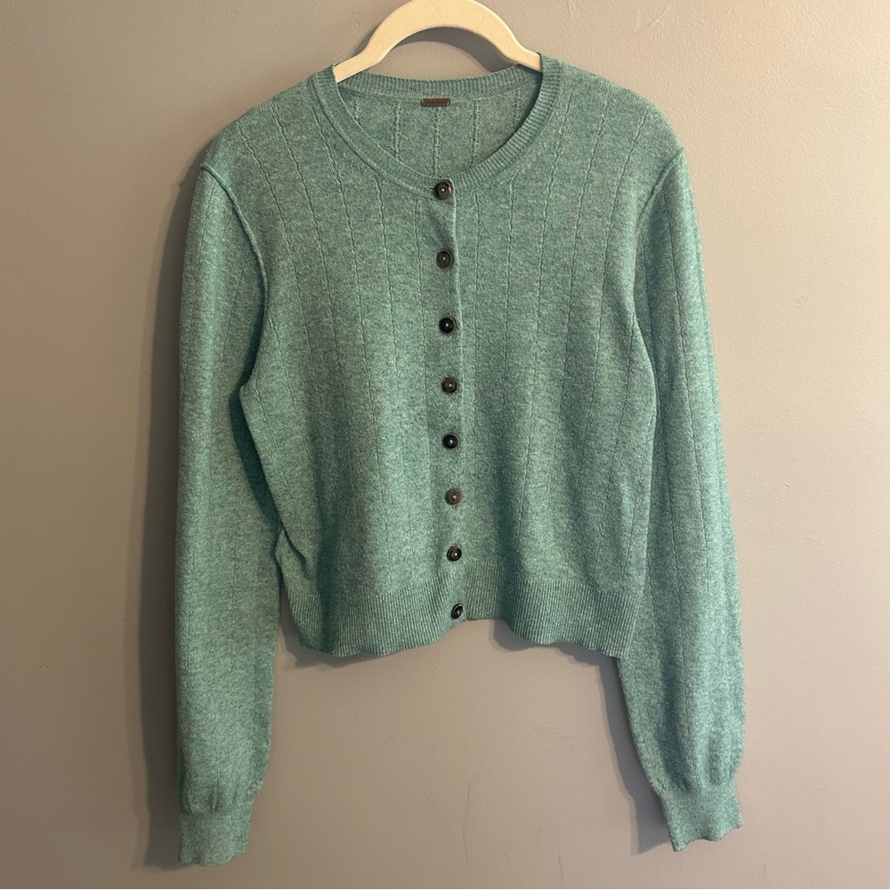 Free People Teal Cardigan Sweater